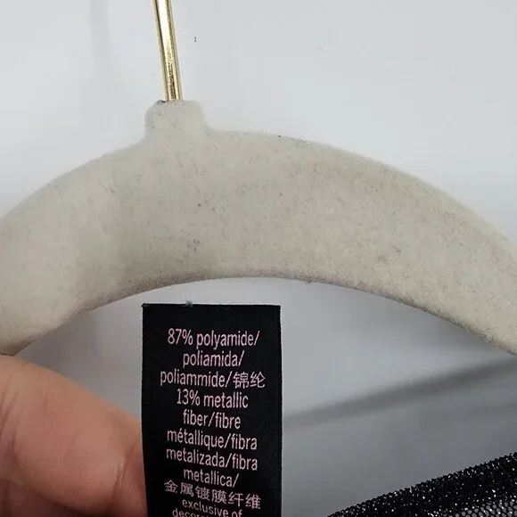 3/$25 306. Victorias Secret Sheer Top XS Sparkle Shimmer Metallic Silver Black - Picture 5 of 5